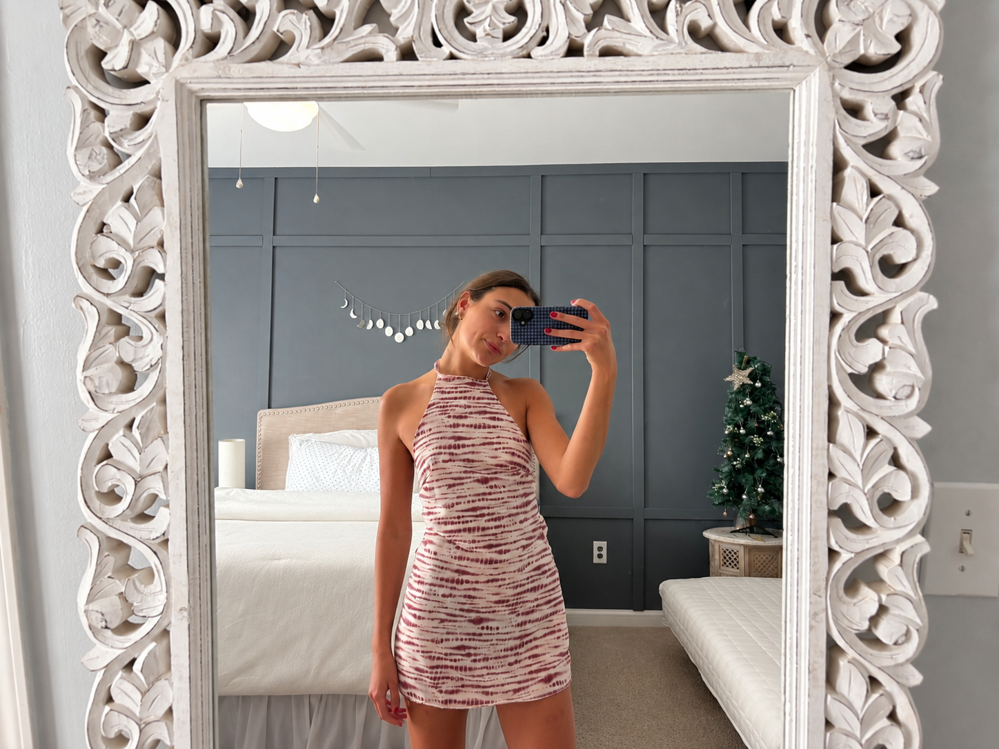 Tie-dye halter dress
