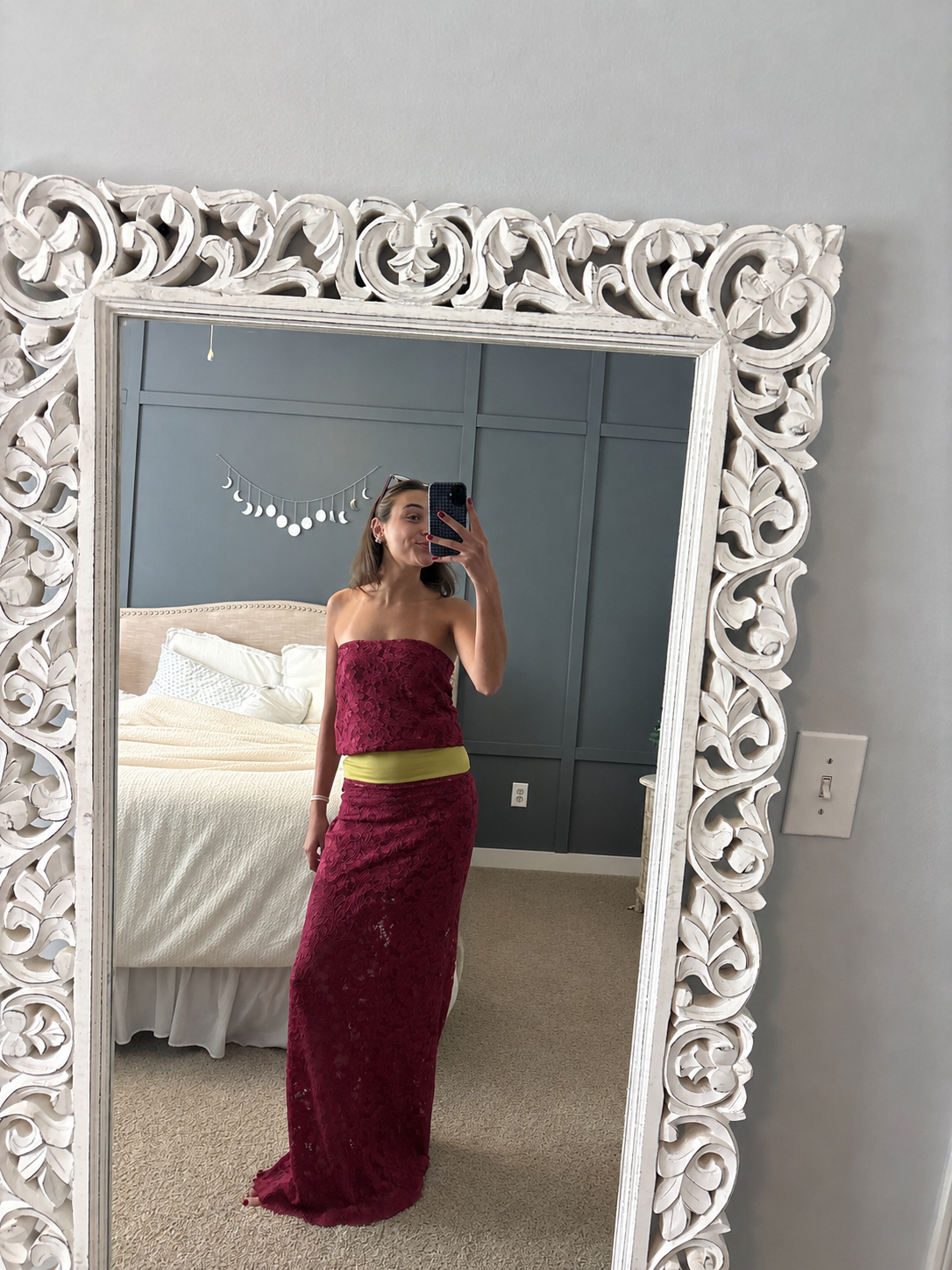 Lace column gown